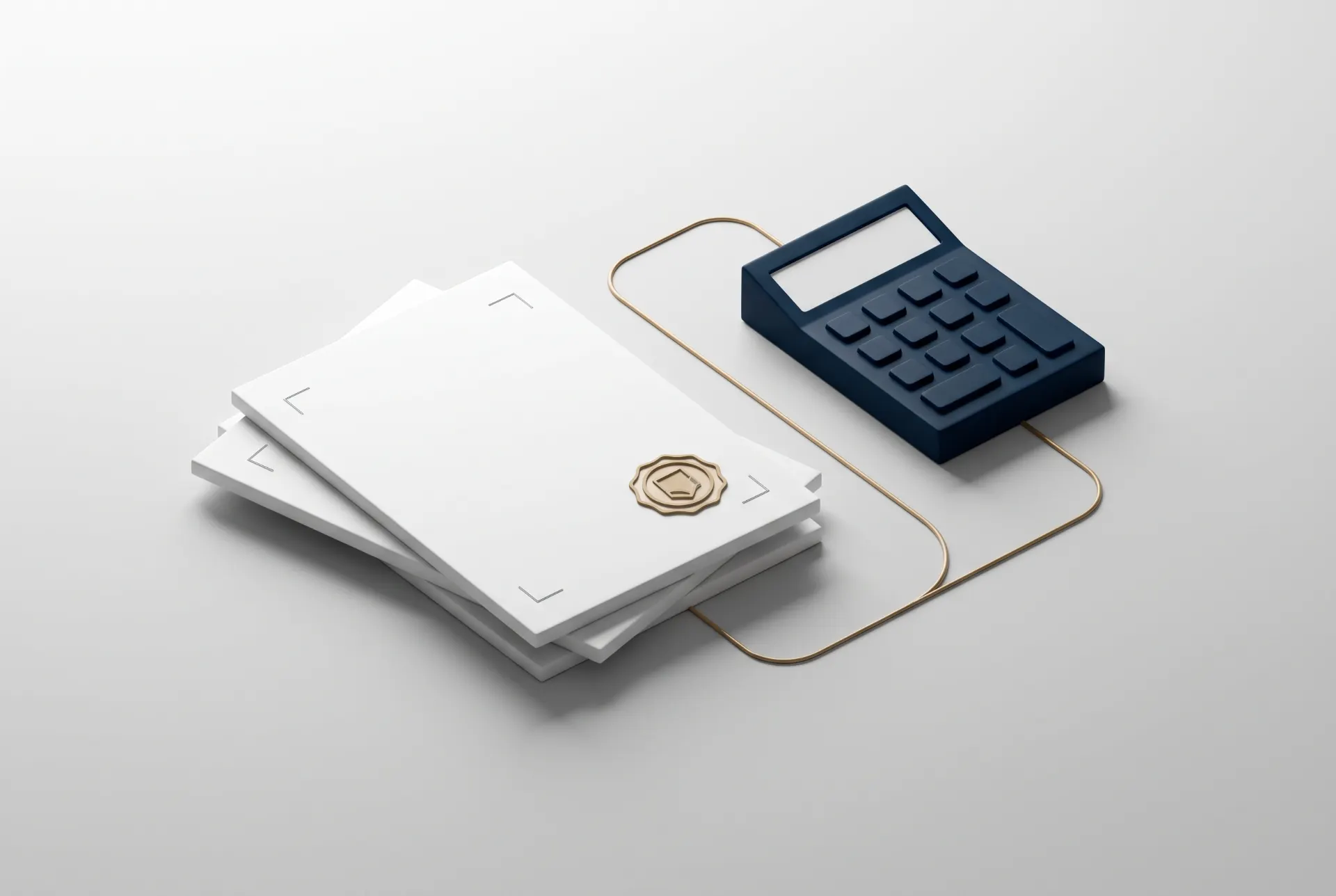 Imagem com cartão bancário branco e pilha de cartões ao lado de um leitor de pagamentos com tela digital, conectados por cabo em fundo claro, estilo 3D.